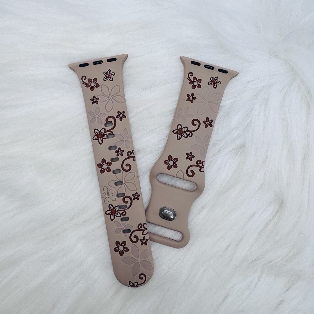 New Floral Watch Band For Apple Watch Series 42mm / 44mm / 45mm /49mm - Latte